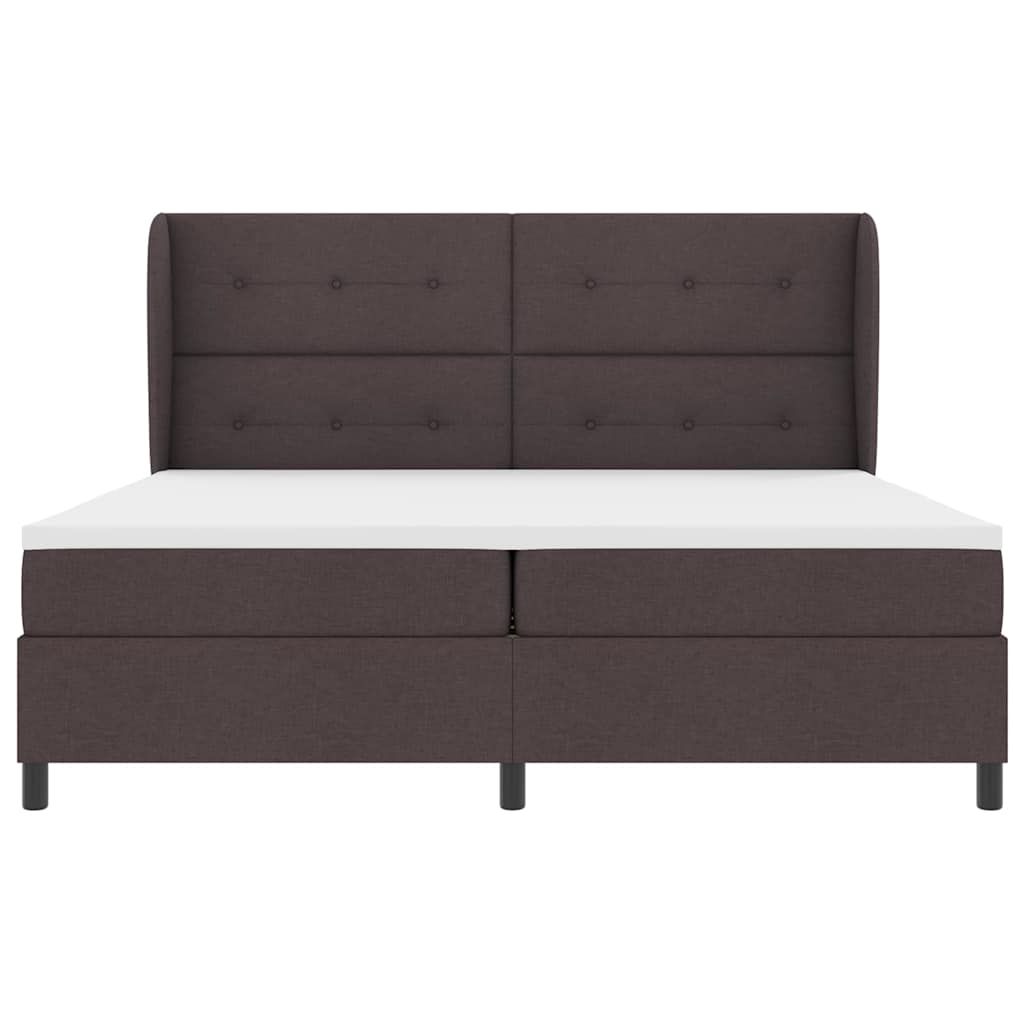 Box spring seng med hovedgærde Mørkebrun 200 x 200 cm Stof