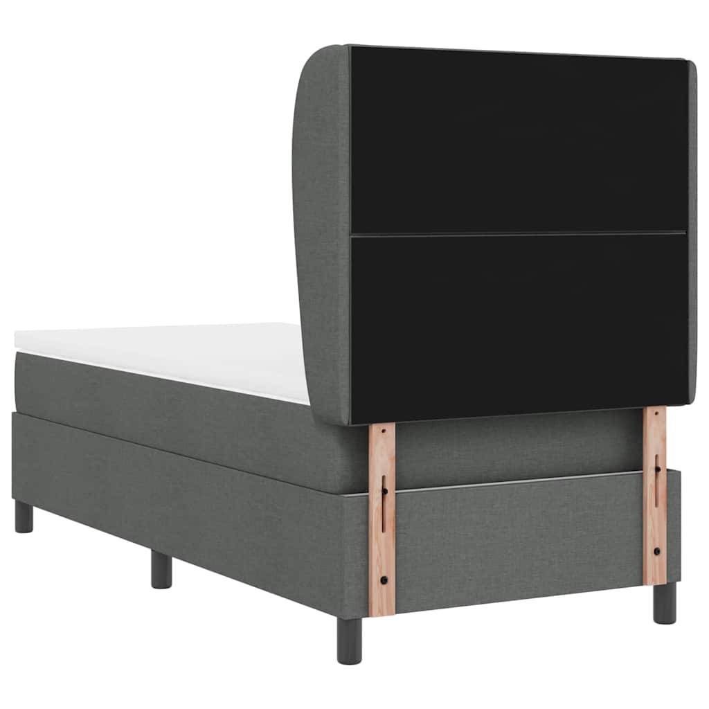 Box spring seng med hovedgærde Mørkegrå 90 x 190 cm Stof