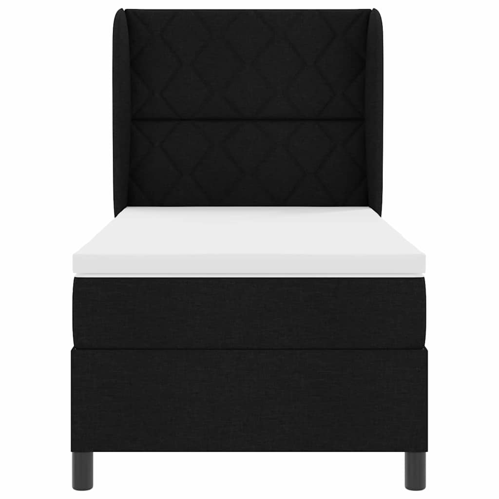 Box spring seng med hovedgærde Sort 90 x 190 cm Stof