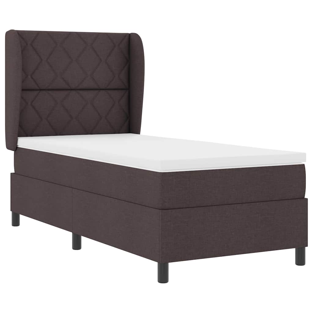Box spring seng med hovedgærde Mørkebrun 90 x 190 cm Stof
