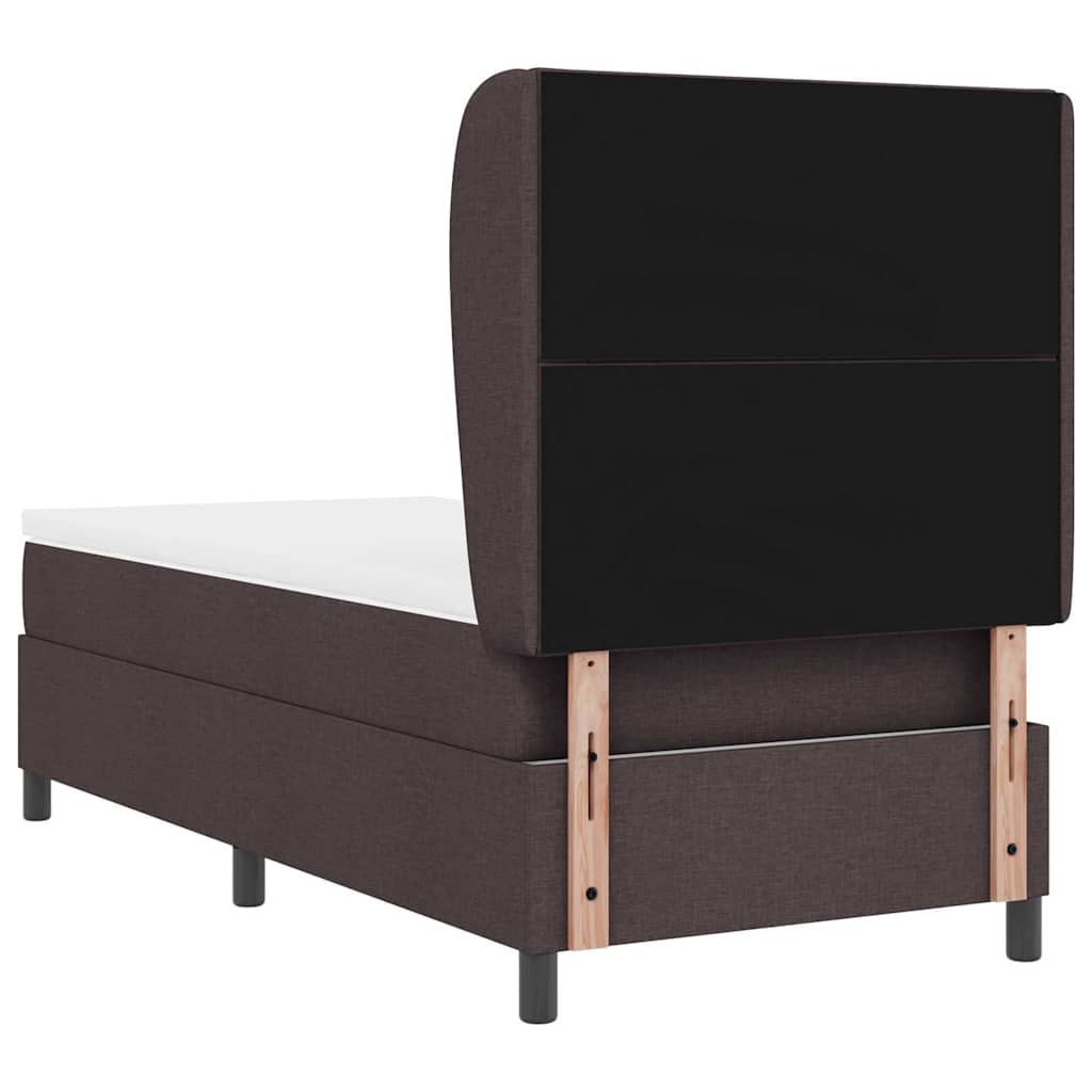 Box spring seng med hovedgærde Mørkebrun 90 x 190 cm Stof