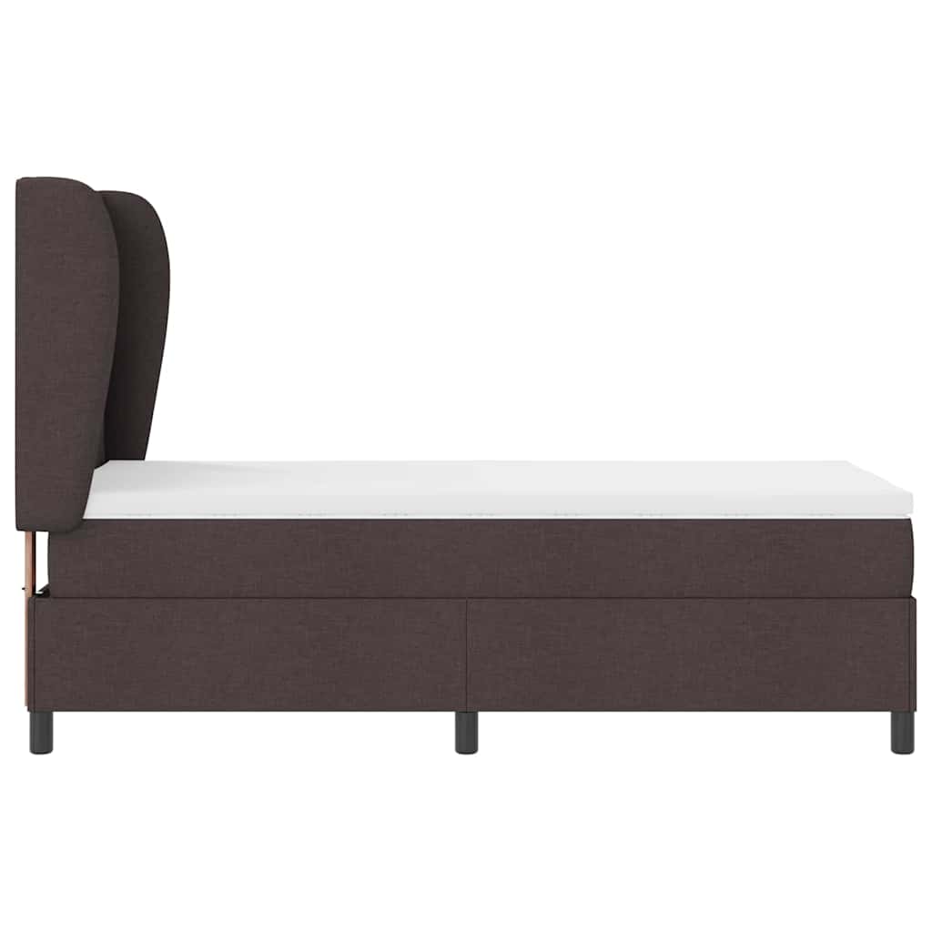 Box spring seng med hovedgærde Mørkebrun 90 x 190 cm Stof