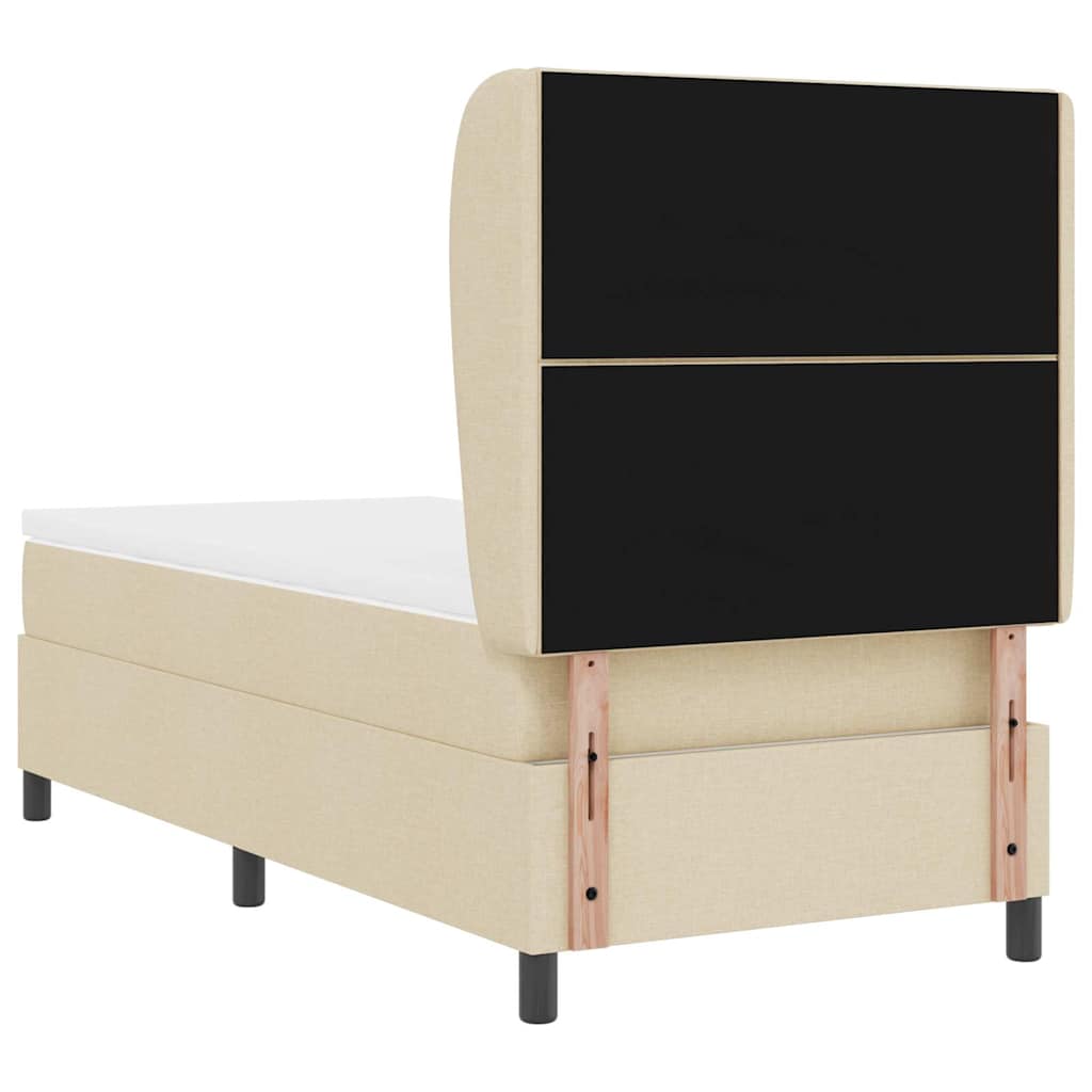 Box spring seng med hovedgærde Creme 90 x 190 cm Stof