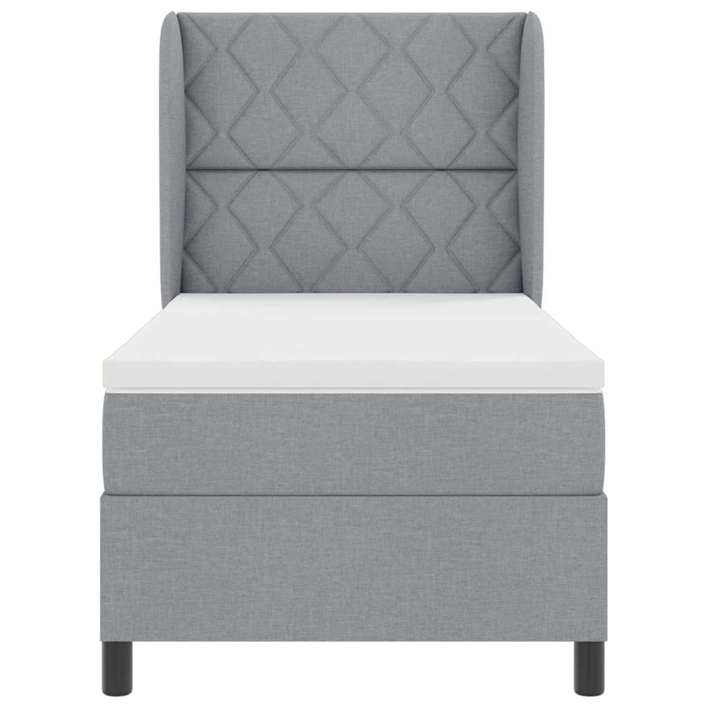 Box spring seng med hovedgærde Lysegrå 90 x 200 cm Stof