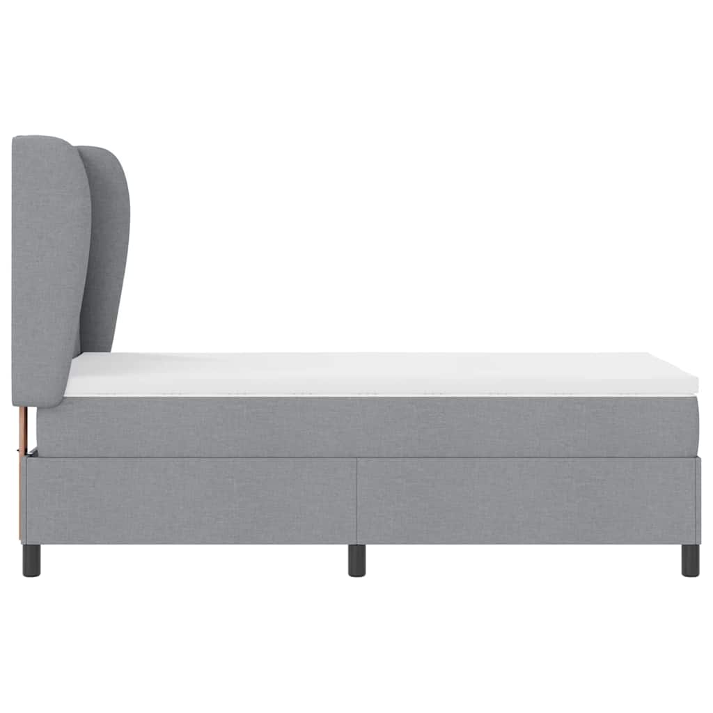 Box spring seng med hovedgærde Lysegrå 90 x 200 cm Stof