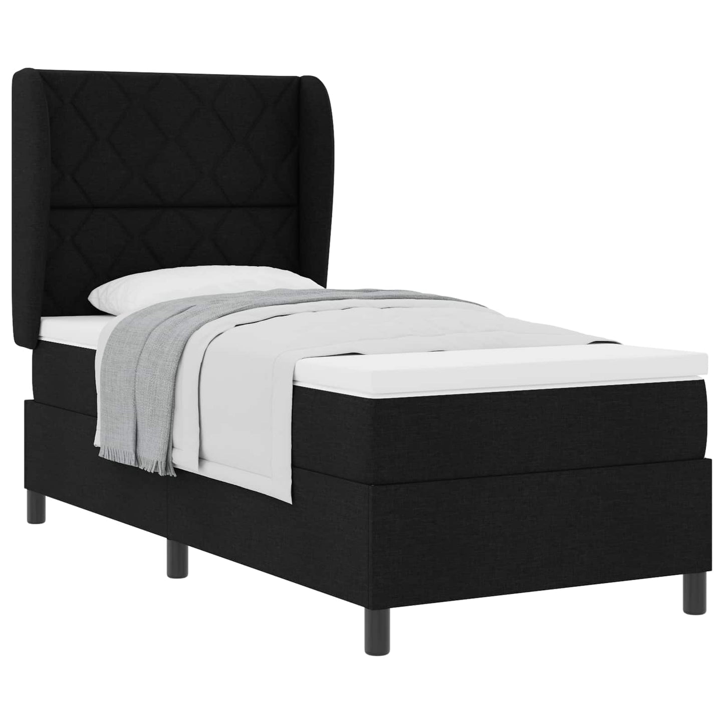 Box spring seng med hovedgærde Sort 90 x 200 cm Stof