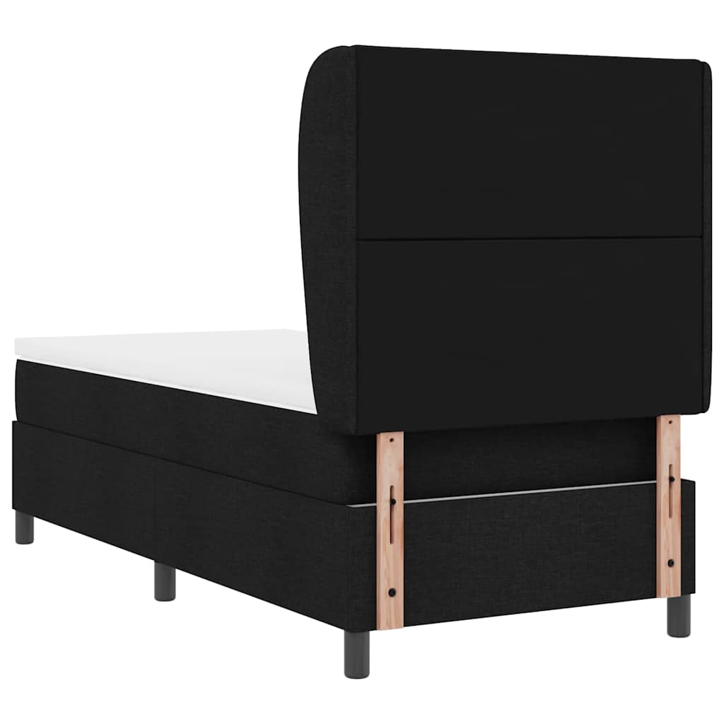 Box spring seng med hovedgærde Sort 90 x 200 cm Stof