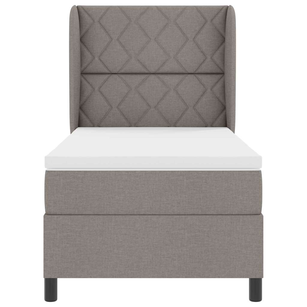 Box spring seng med hovedgærde Gråbrun 90 x 200 cm Stof