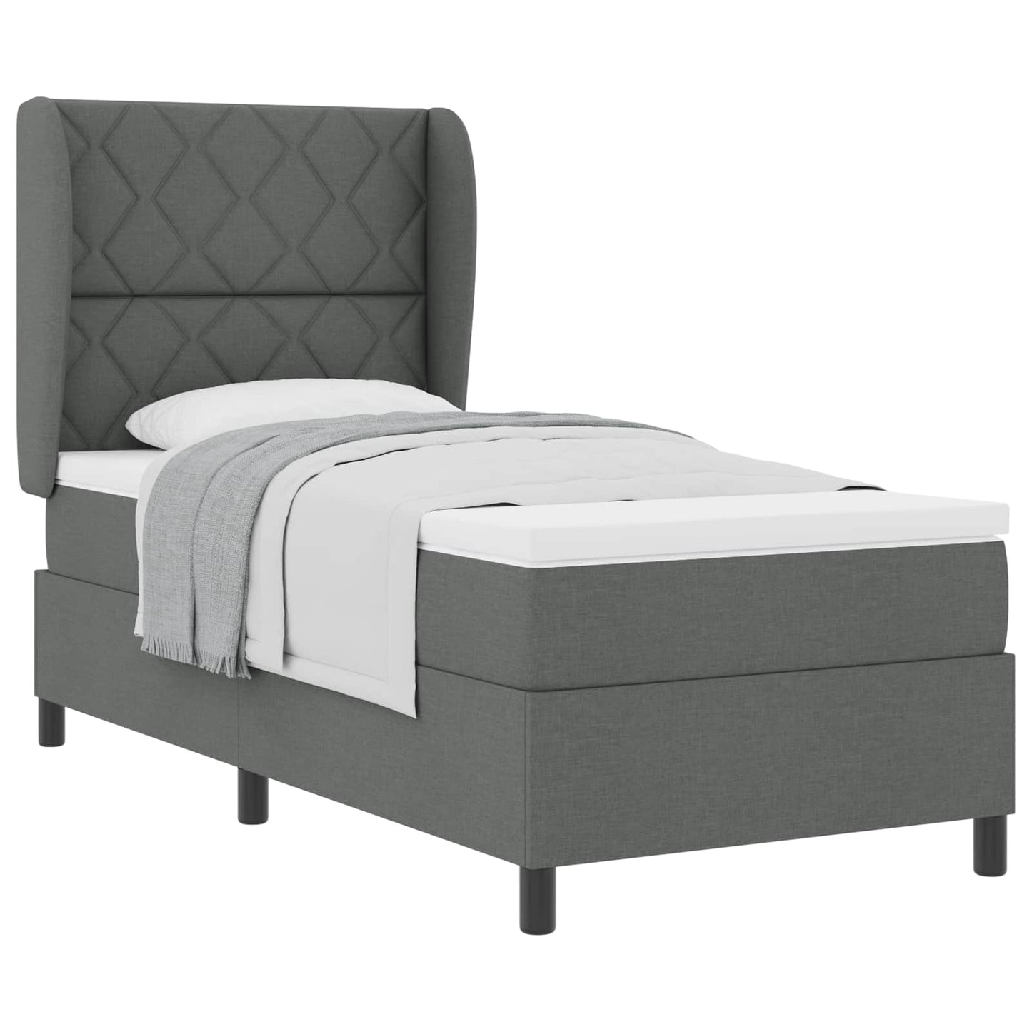 Box spring seng med hovedgærde Mørkegrå 100 x 200 cm Stof