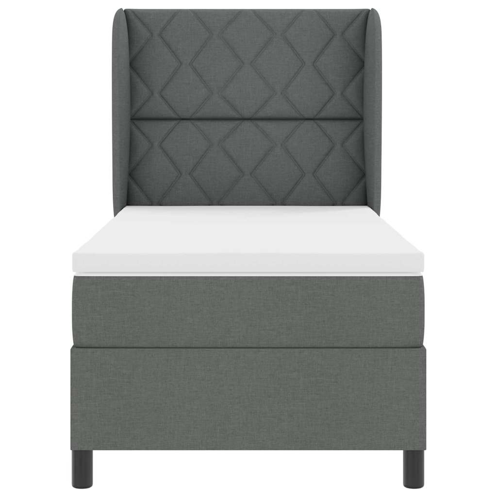 Box spring seng med hovedgærde Mørkegrå 100 x 200 cm Stof