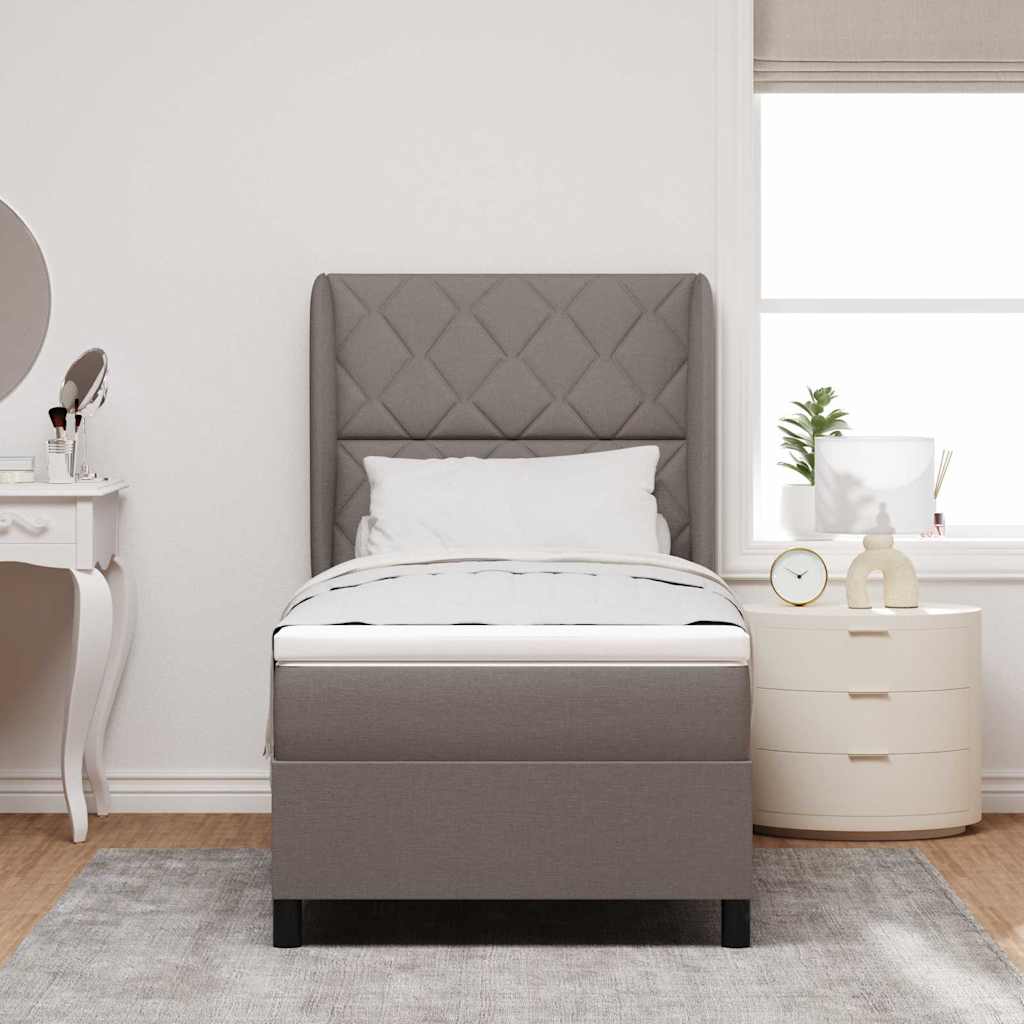 Box spring seng med hovedgærde Gråbrun 100 x 200 cm Stof
