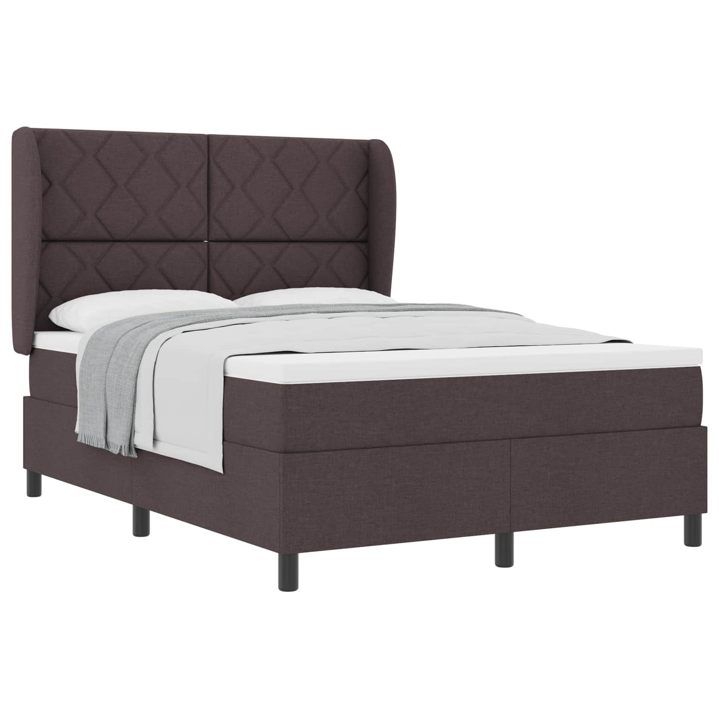 Box spring seng med hovedgærde Mørkebrun 140 x 190 cm Stof