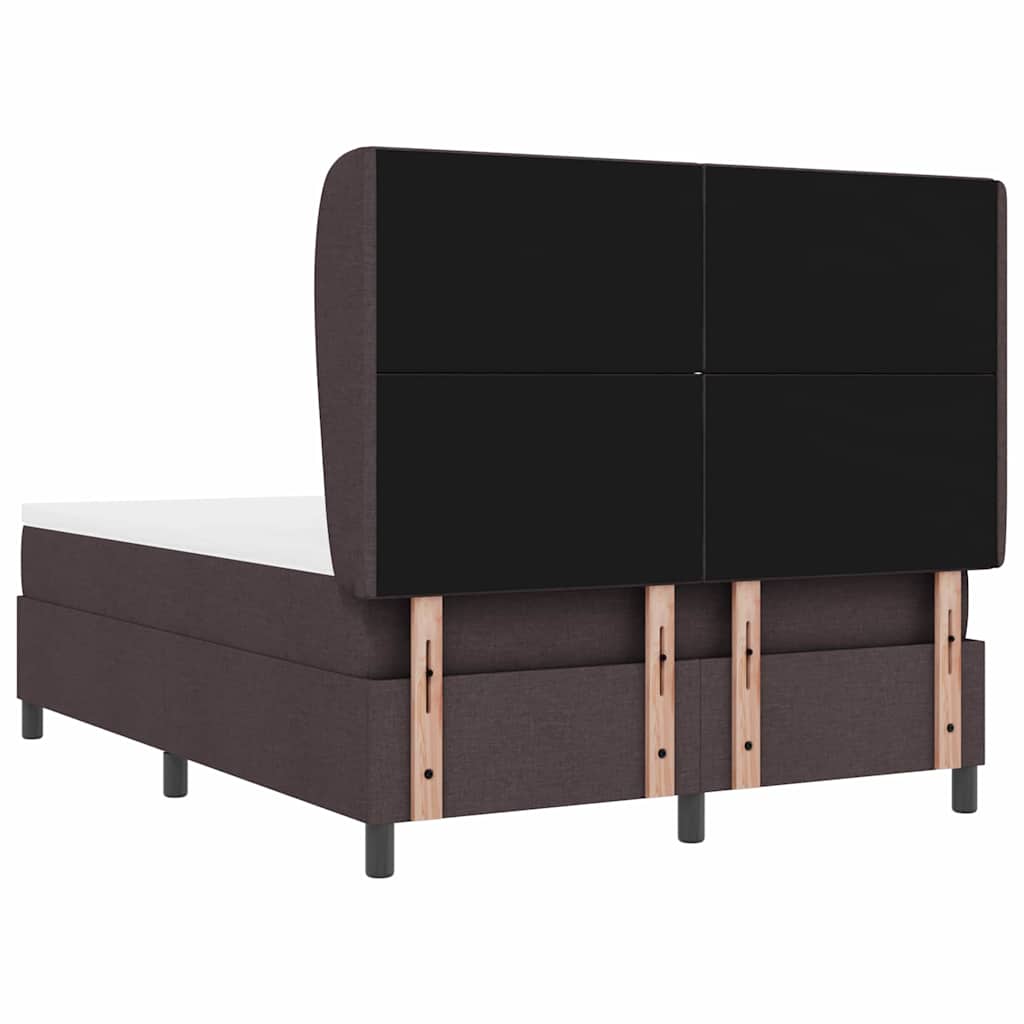 Box spring seng med hovedgærde Mørkebrun 140 x 190 cm Stof