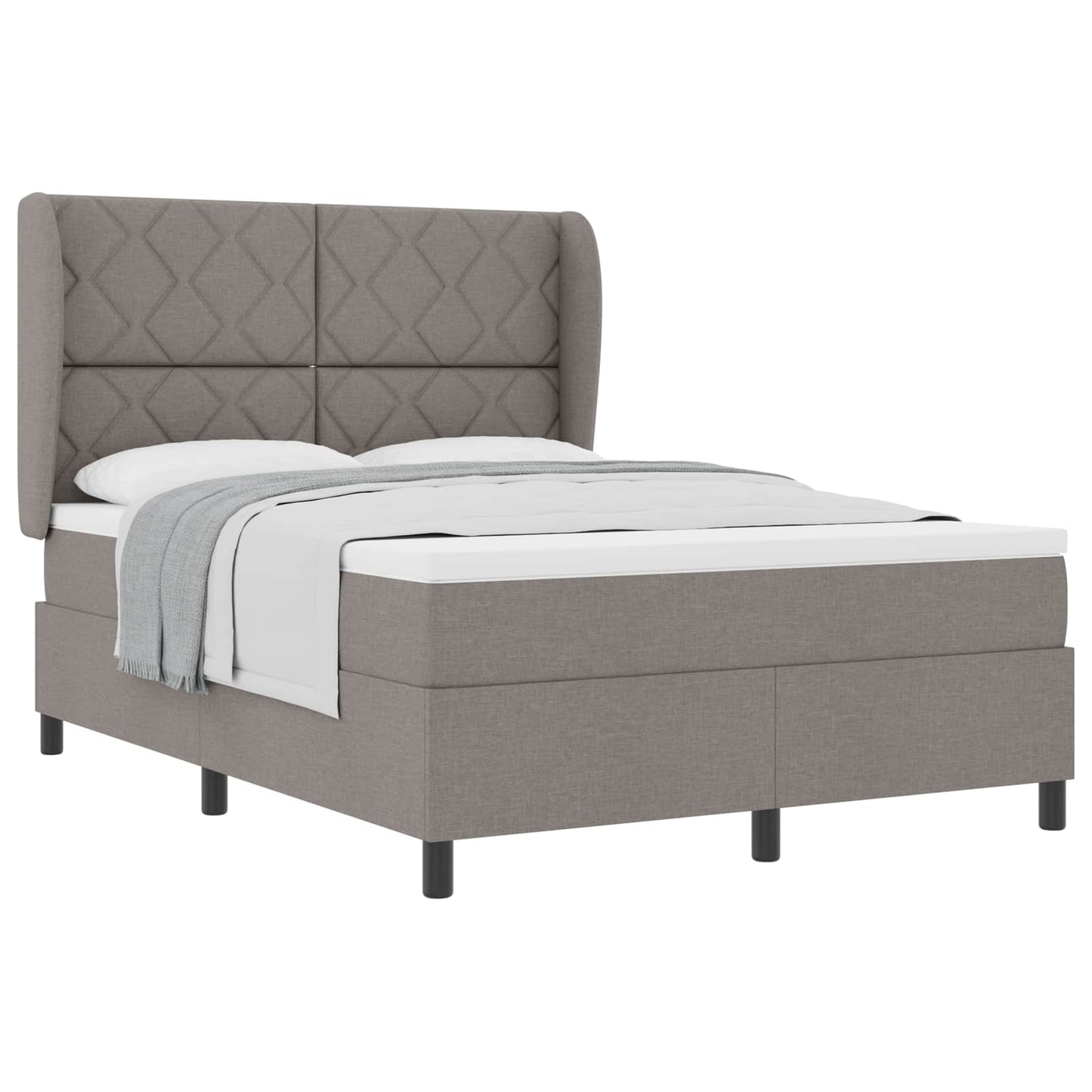 Box spring seng med hovedgærde Gråbrun 140 x 190 cm Stof