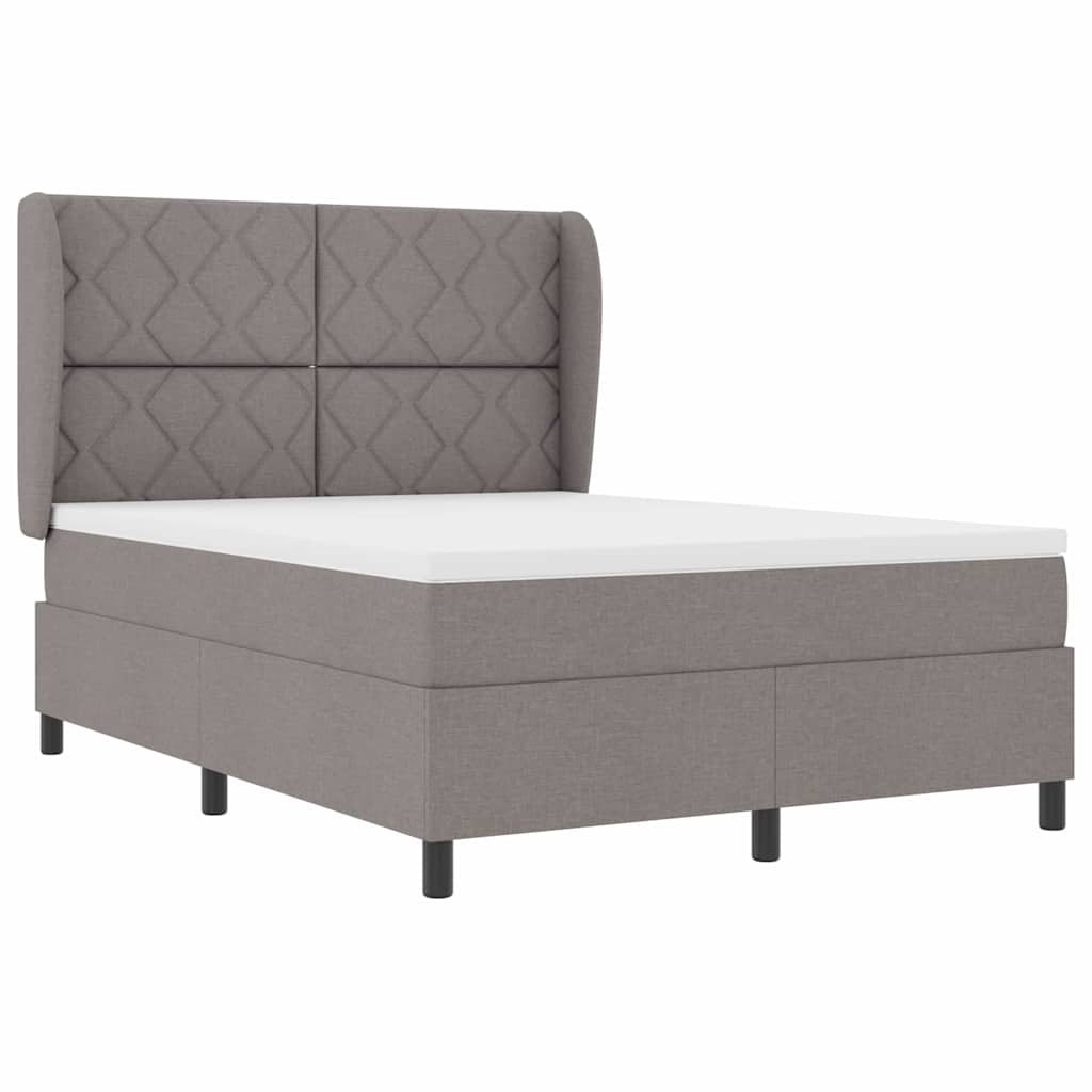 Box spring seng med hovedgærde Gråbrun 140 x 190 cm Stof