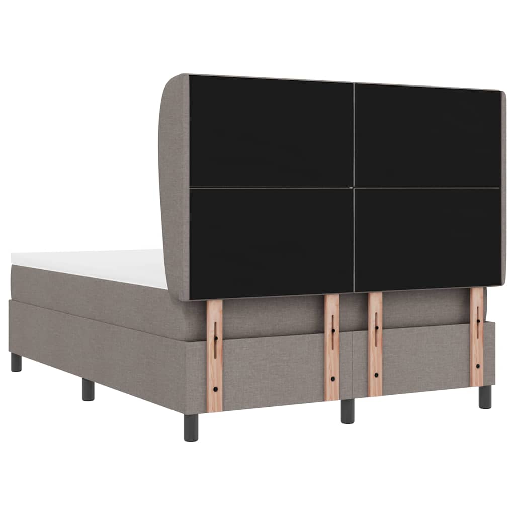 Box spring seng med hovedgærde Gråbrun 140 x 190 cm Stof