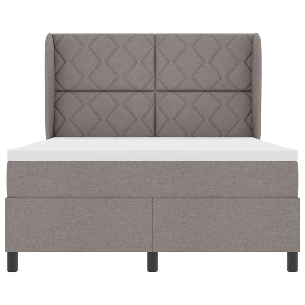Box spring seng med hovedgærde Gråbrun 140 x 190 cm Stof