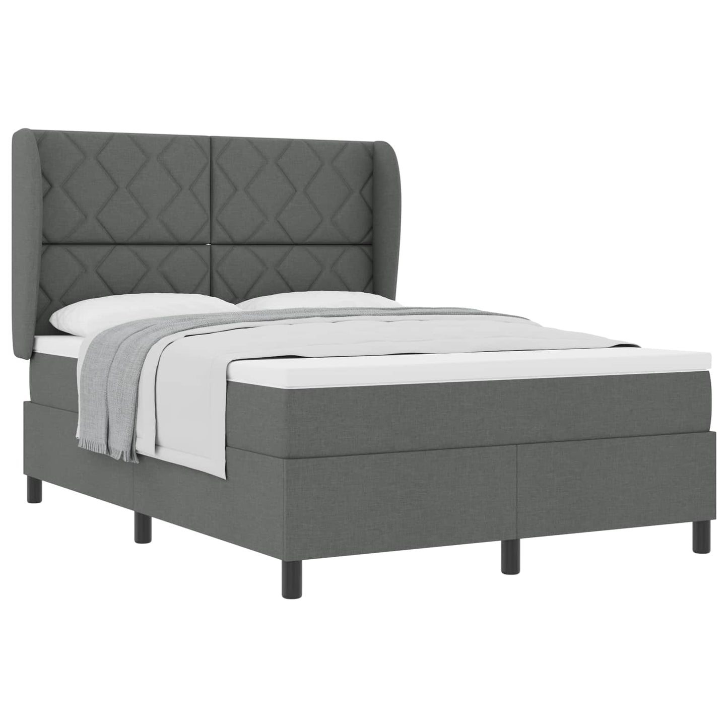 Box spring seng med hovedgærde Mørkegrå 140 x 200 cm Stof