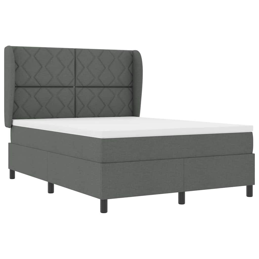 Box spring seng med hovedgærde Mørkegrå 140 x 200 cm Stof