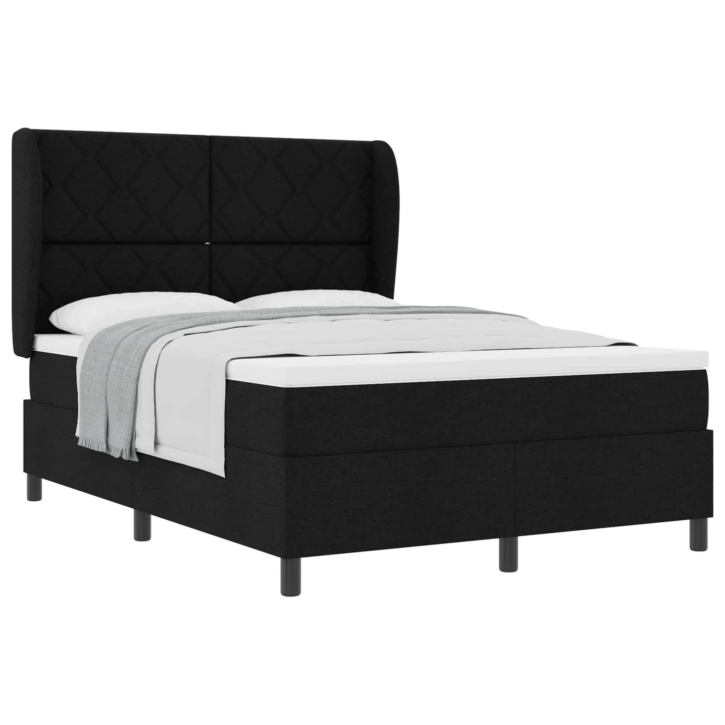 Box spring seng med hovedgærde Sort 140 x 200 cm Stof