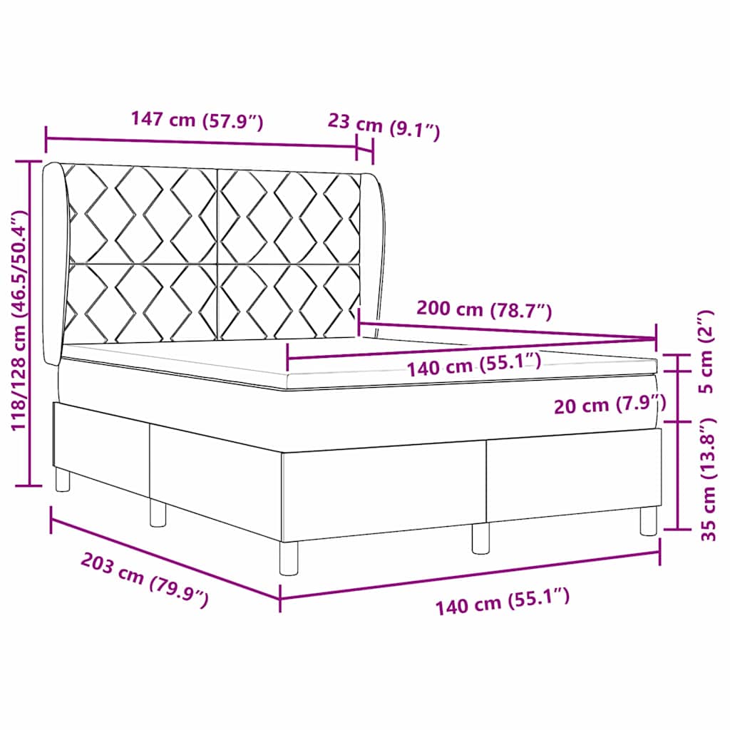 Box spring seng med hovedgærde Sort 140 x 200 cm Stof