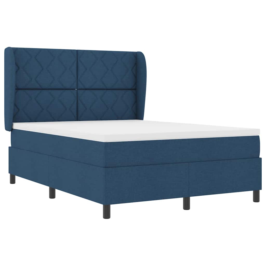 Box spring seng med hovedgærde Blå 140 x 200 cm Stof
