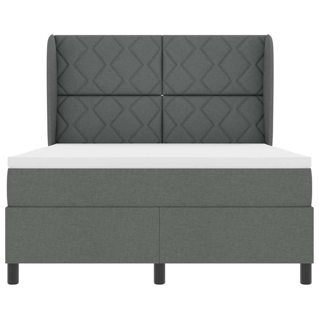 Box spring seng med hovedgærde Mørkegrå 160 x 200 cm Stof