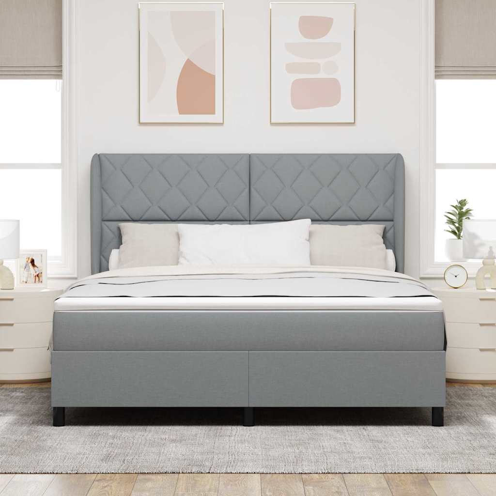 Box spring seng med hovedgærde Lysegrå 180 x 200 cm Stof