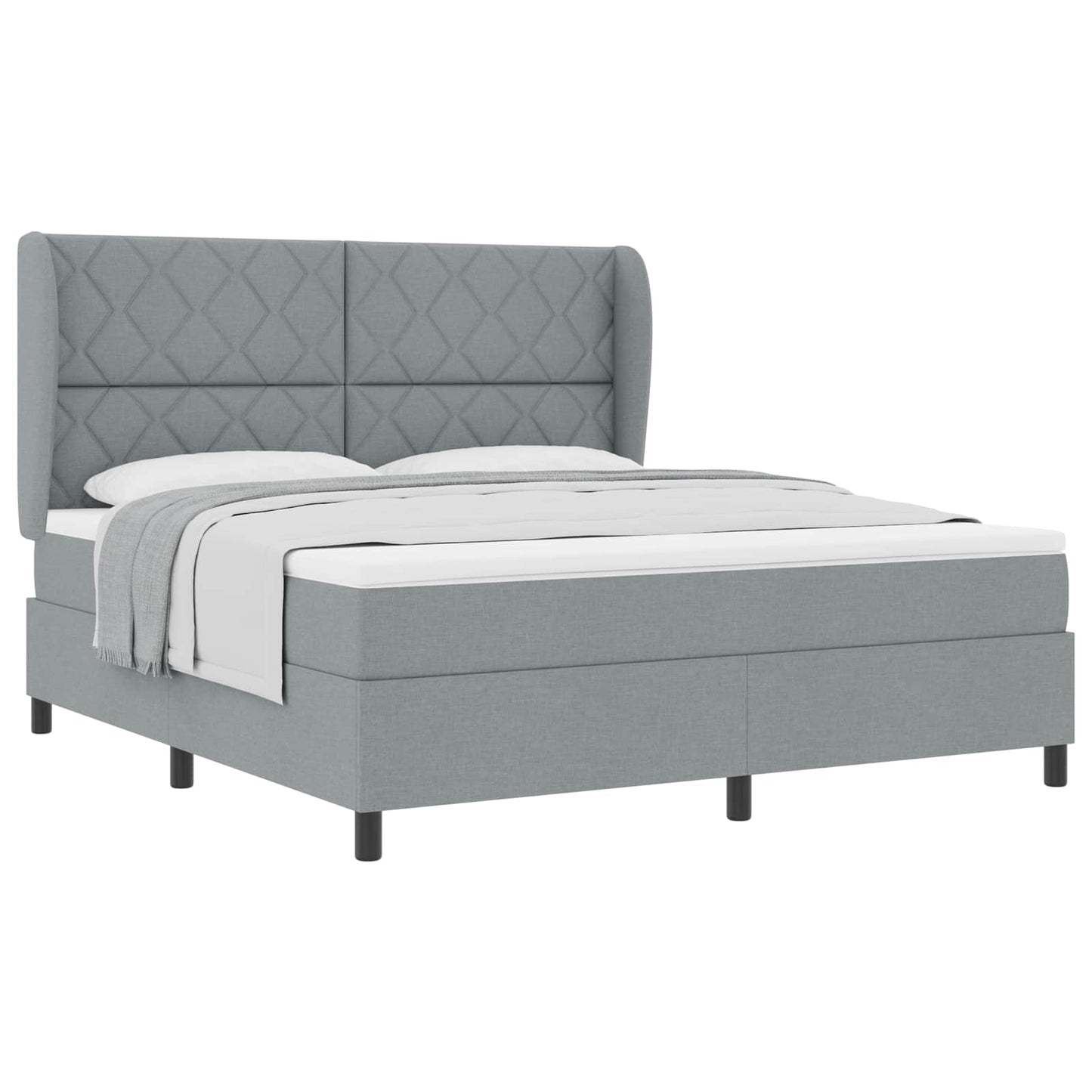 Box spring seng med hovedgærde Lysegrå 180 x 200 cm Stof