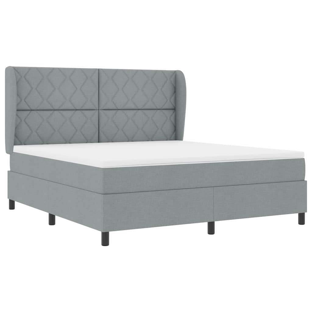 Box spring seng med hovedgærde Lysegrå 180 x 200 cm Stof