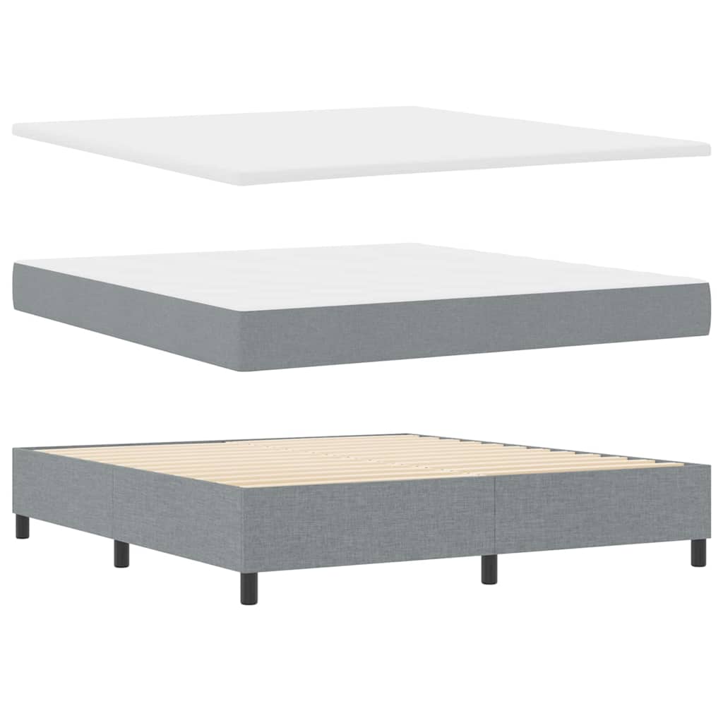 Box spring seng med hovedgærde Lysegrå 180 x 200 cm Stof