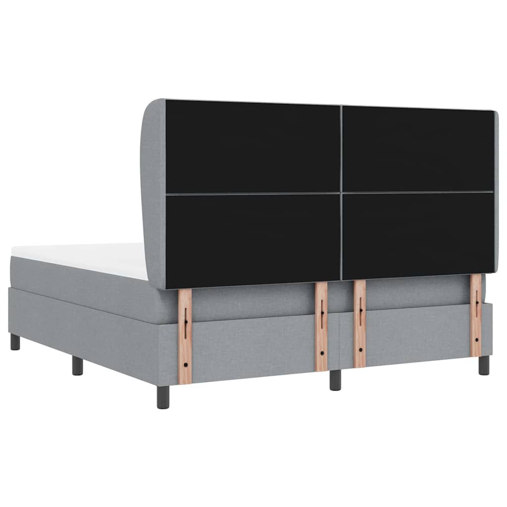 Box spring seng med hovedgærde Lysegrå 180 x 200 cm Stof