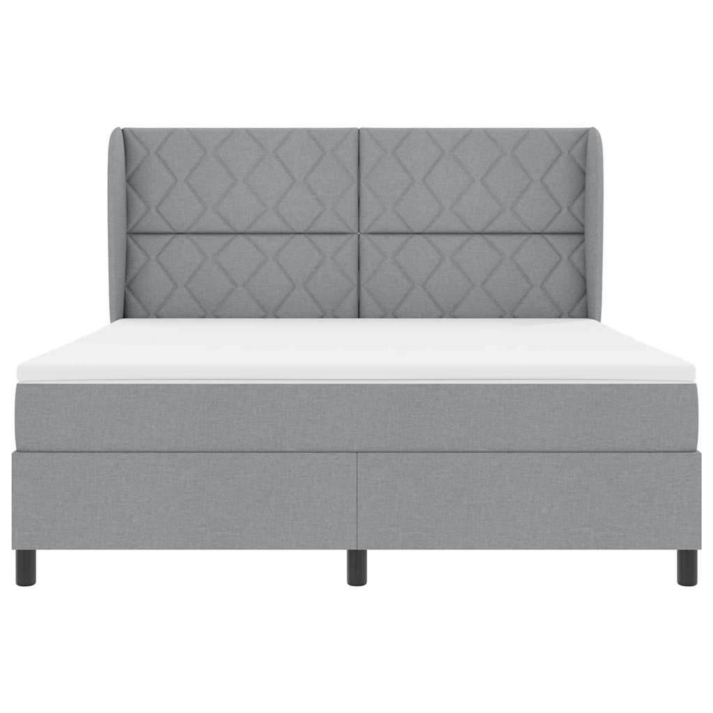 Box spring seng med hovedgærde Lysegrå 180 x 200 cm Stof