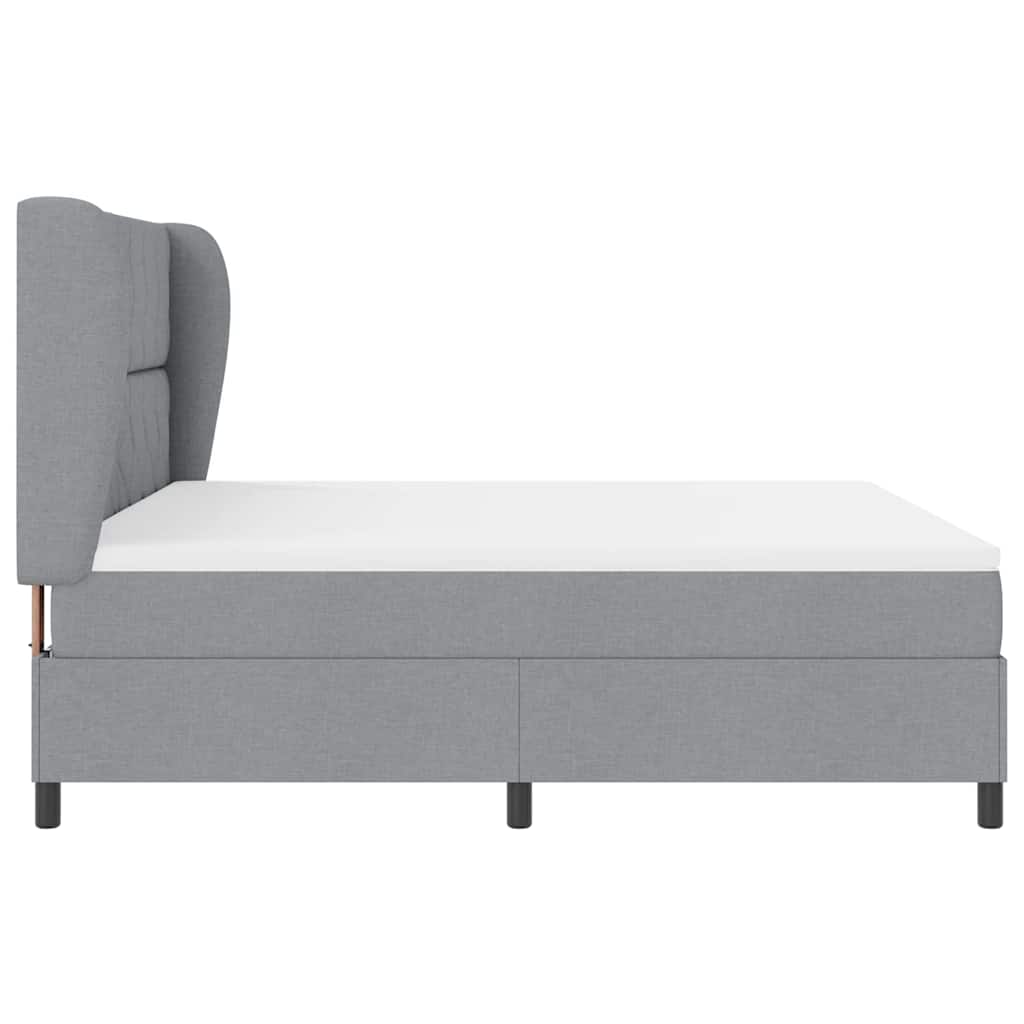 Box spring seng med hovedgærde Lysegrå 180 x 200 cm Stof