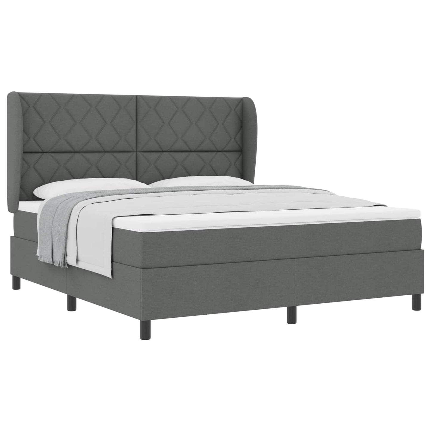 Box spring seng med hovedgærde Mørkegrå 180 x 200 cm Stof