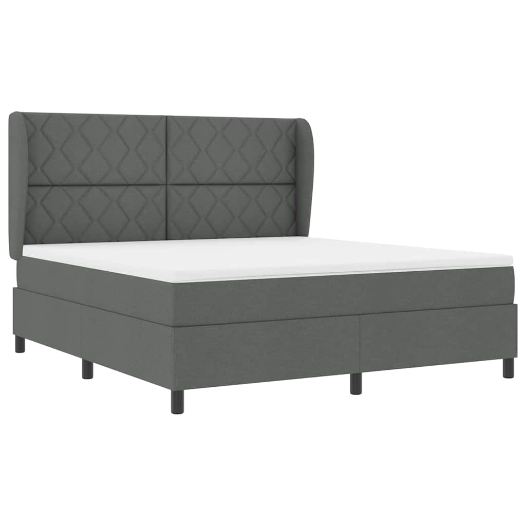 Box spring seng med hovedgærde Mørkegrå 180 x 200 cm Stof