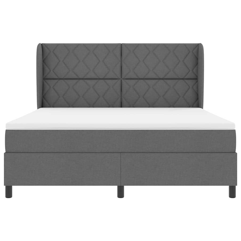 Box spring seng med hovedgærde Mørkegrå 180 x 200 cm Stof