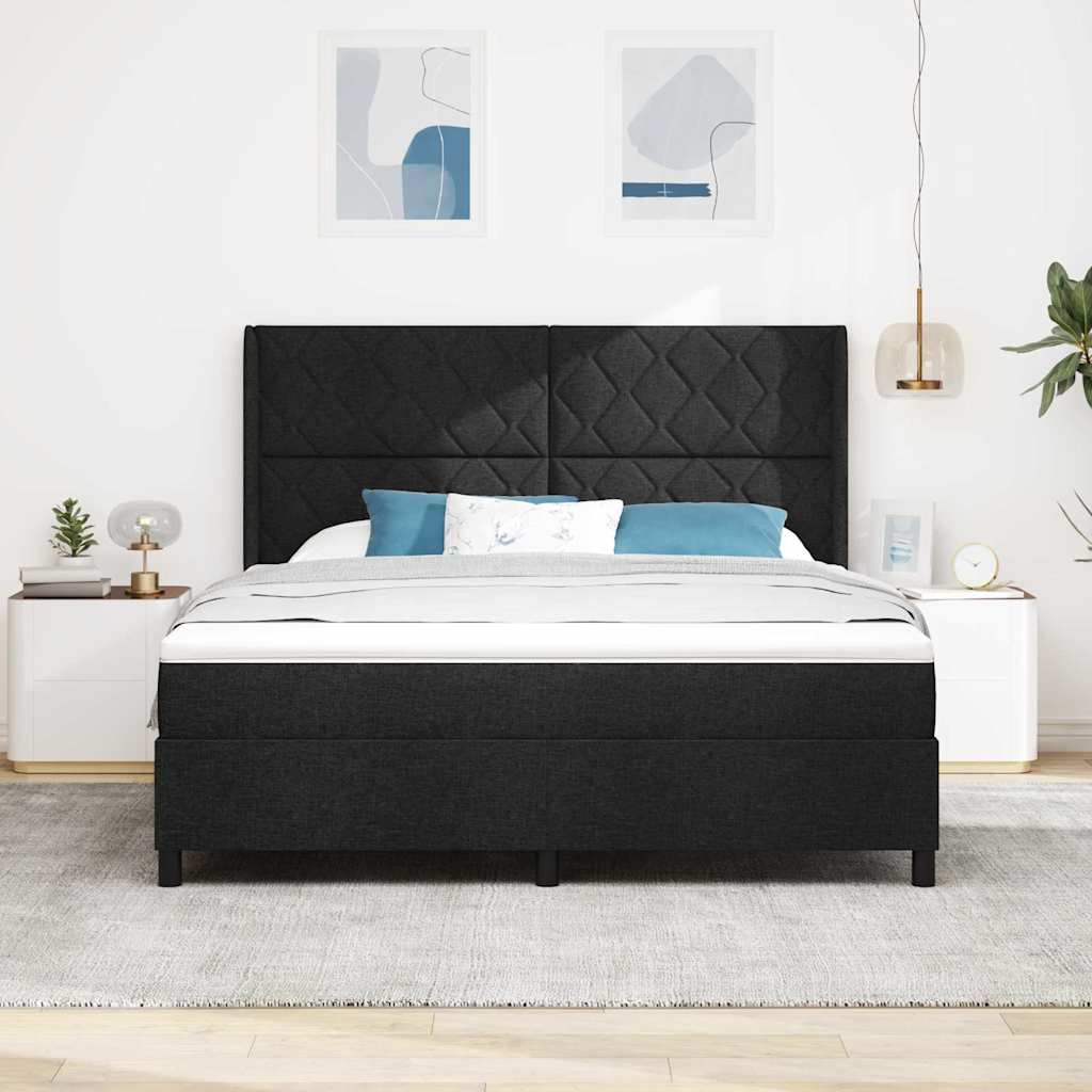Box spring seng med hovedgærde Sort 180 x 200 cm Stof