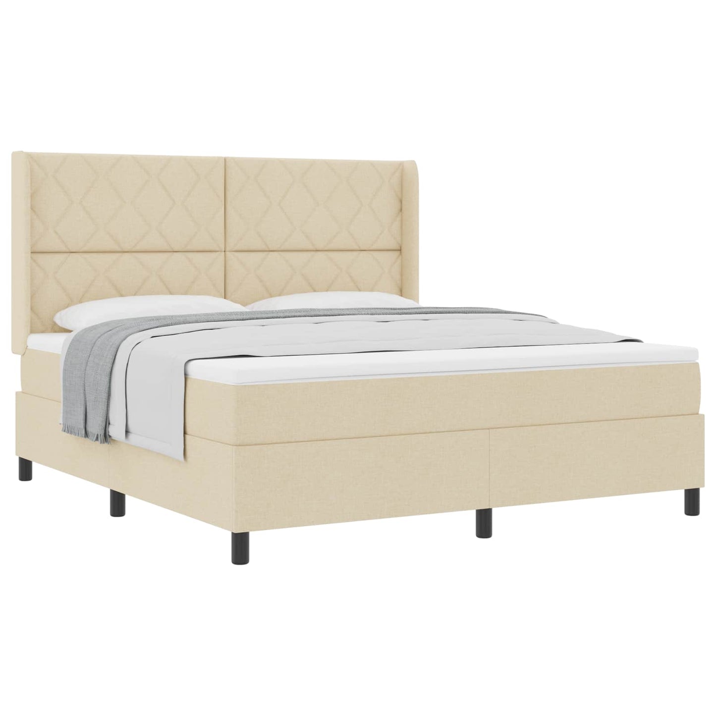 Box spring seng med hovedgærde Creme 180 x 200 cm Stof