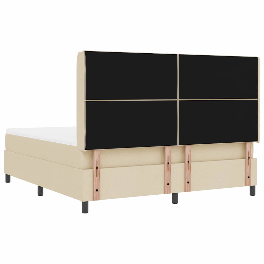 Box spring seng med hovedgærde Creme 180 x 200 cm Stof