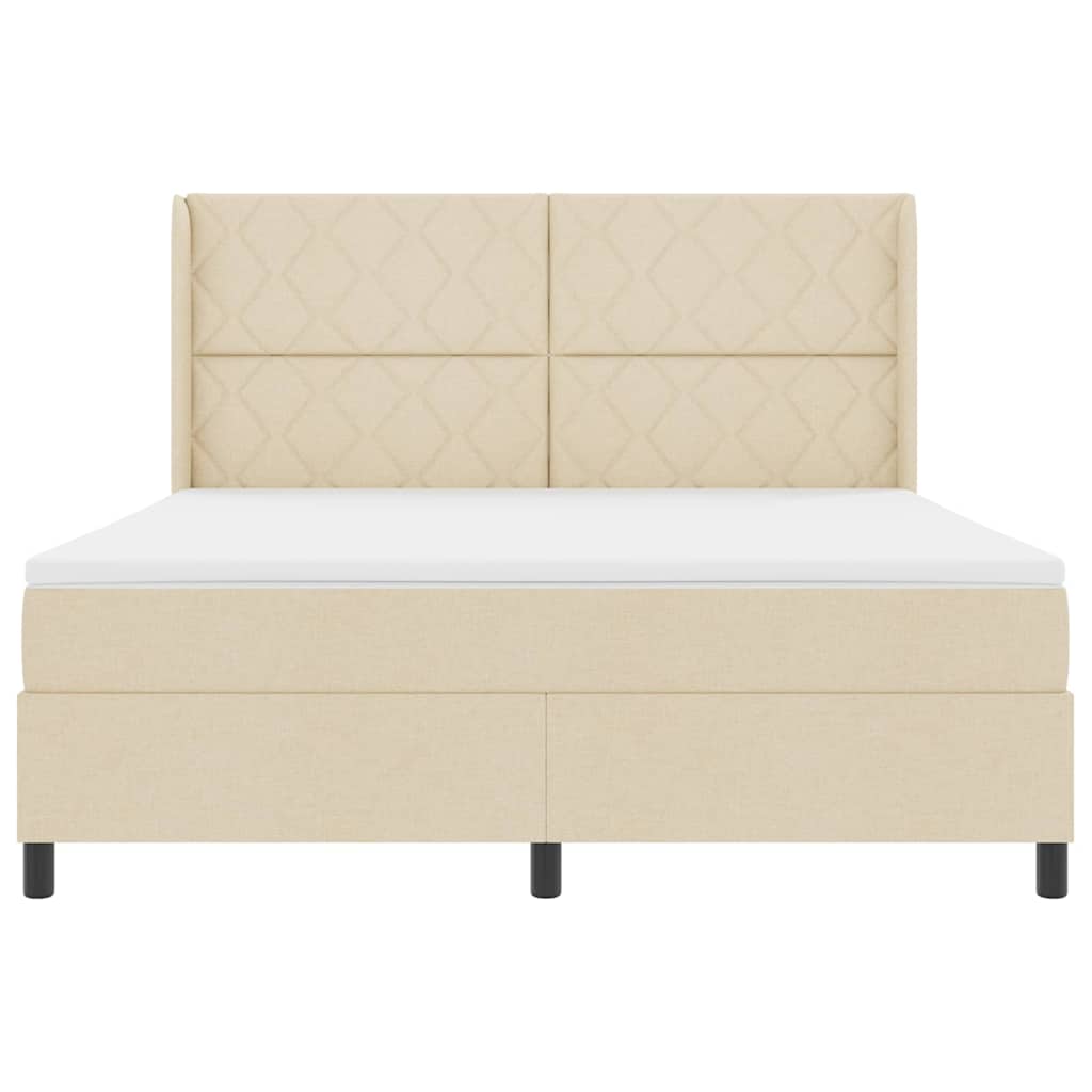 Box spring seng med hovedgærde Creme 180 x 200 cm Stof