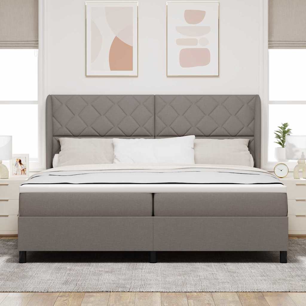 Box spring seng med hovedgærde Gråbrun 200 x 200 cm Stof