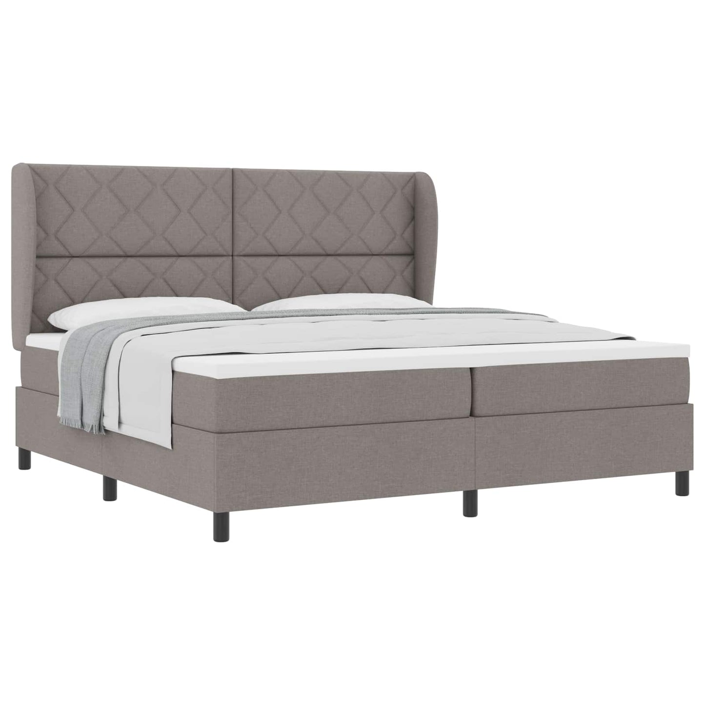 Box spring seng med hovedgærde Gråbrun 200 x 200 cm Stof
