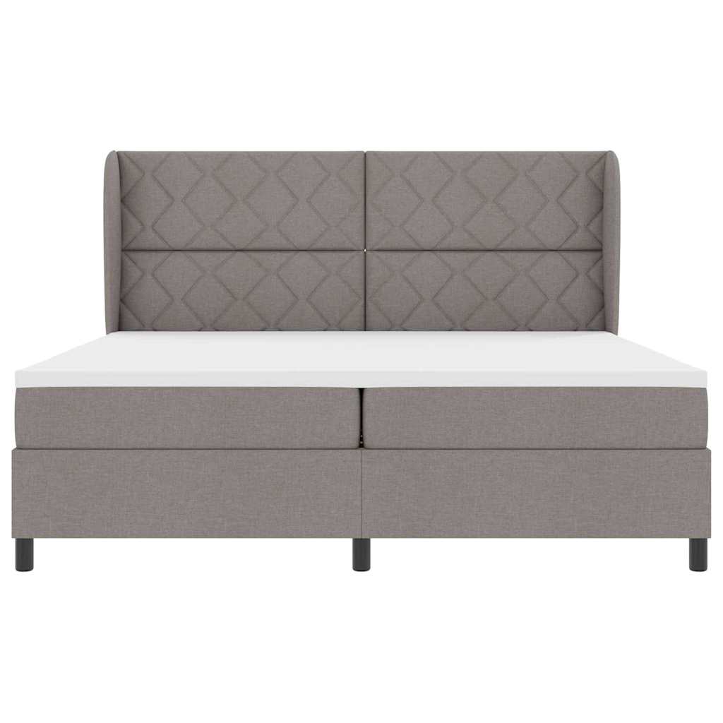 Box spring seng med hovedgærde Gråbrun 200 x 200 cm Stof