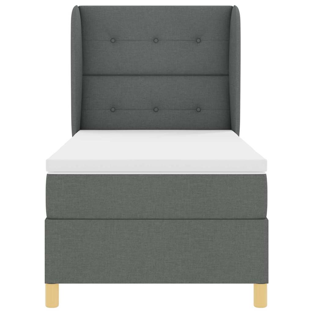 Box spring seng med hovedgærde Mørkegrå 190 x 90 cm Stof