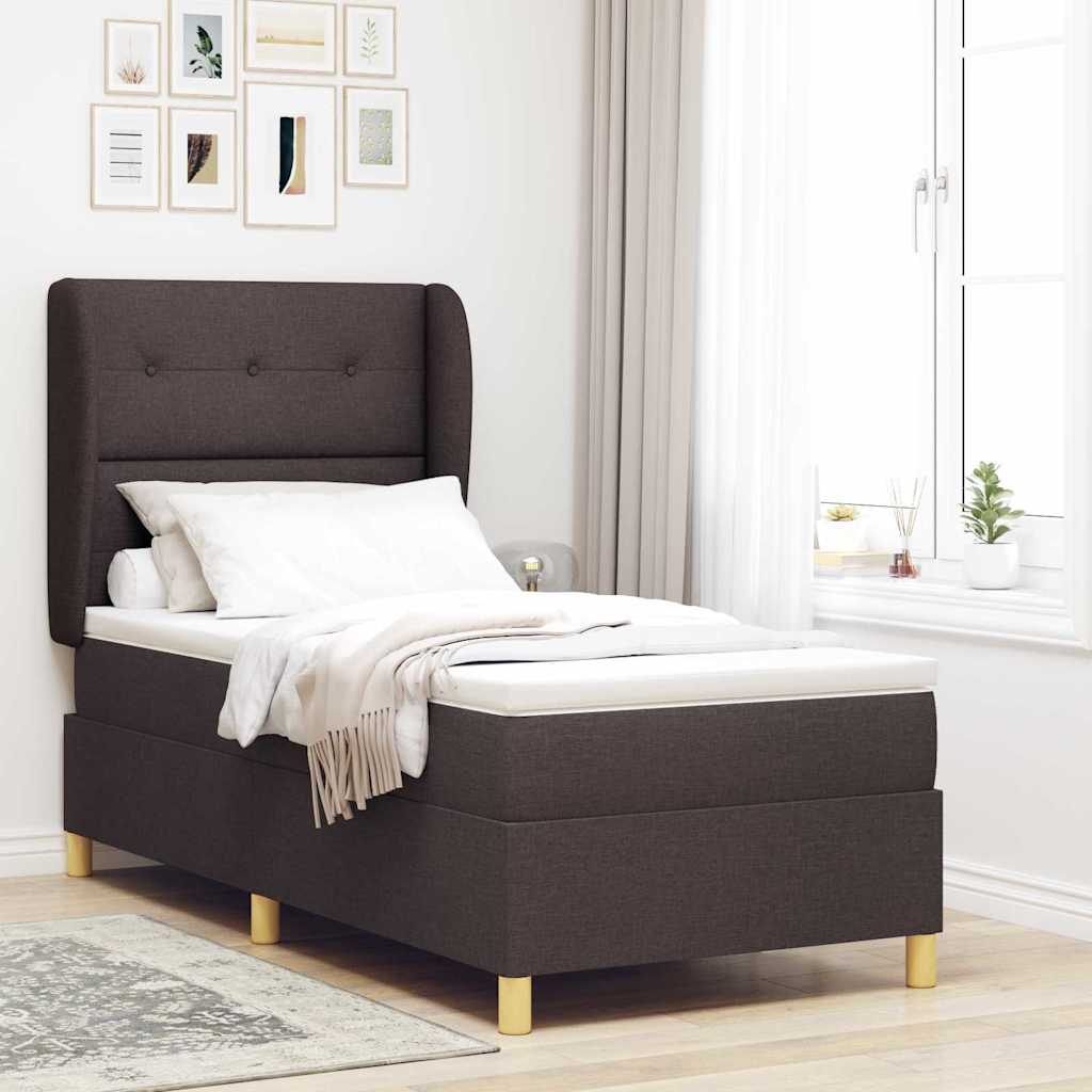 Box spring seng med hovedgærde Mørk Brun 190 x 90 cm Stof