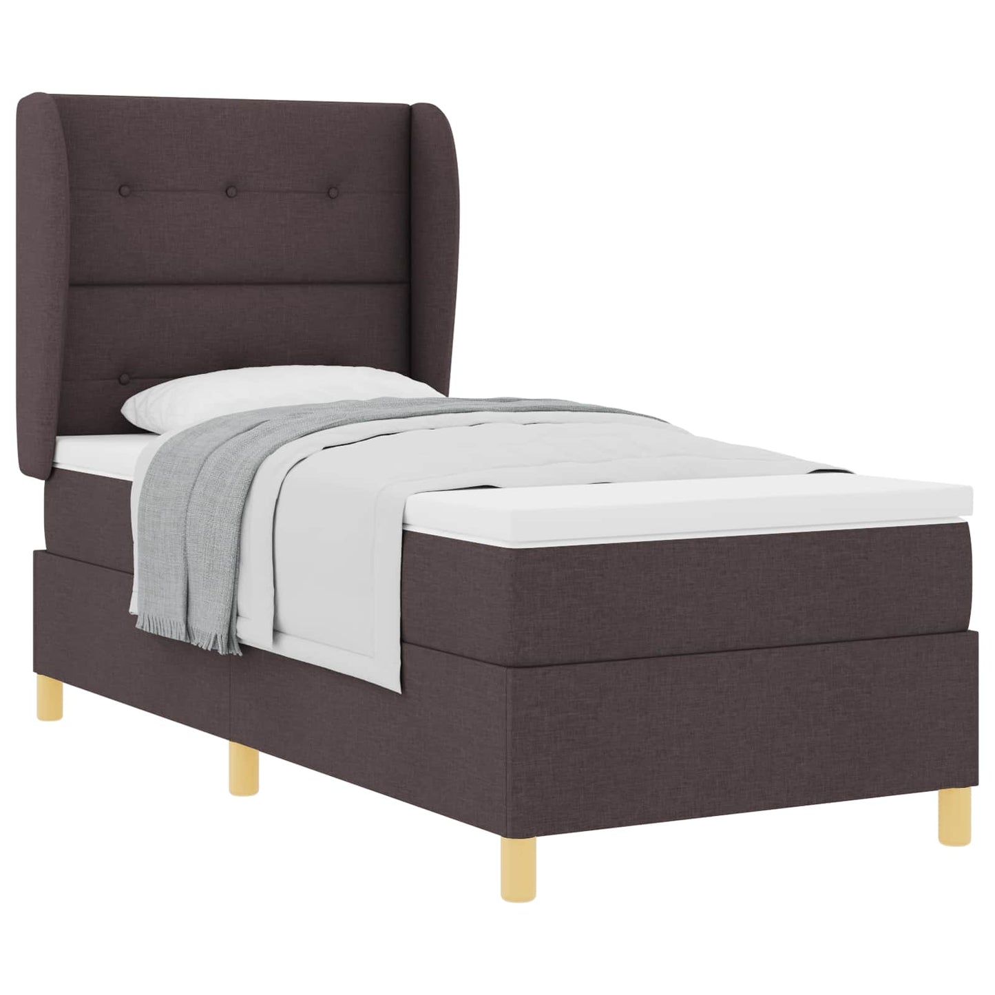 Box spring seng med hovedgærde Mørk Brun 190 x 90 cm Stof