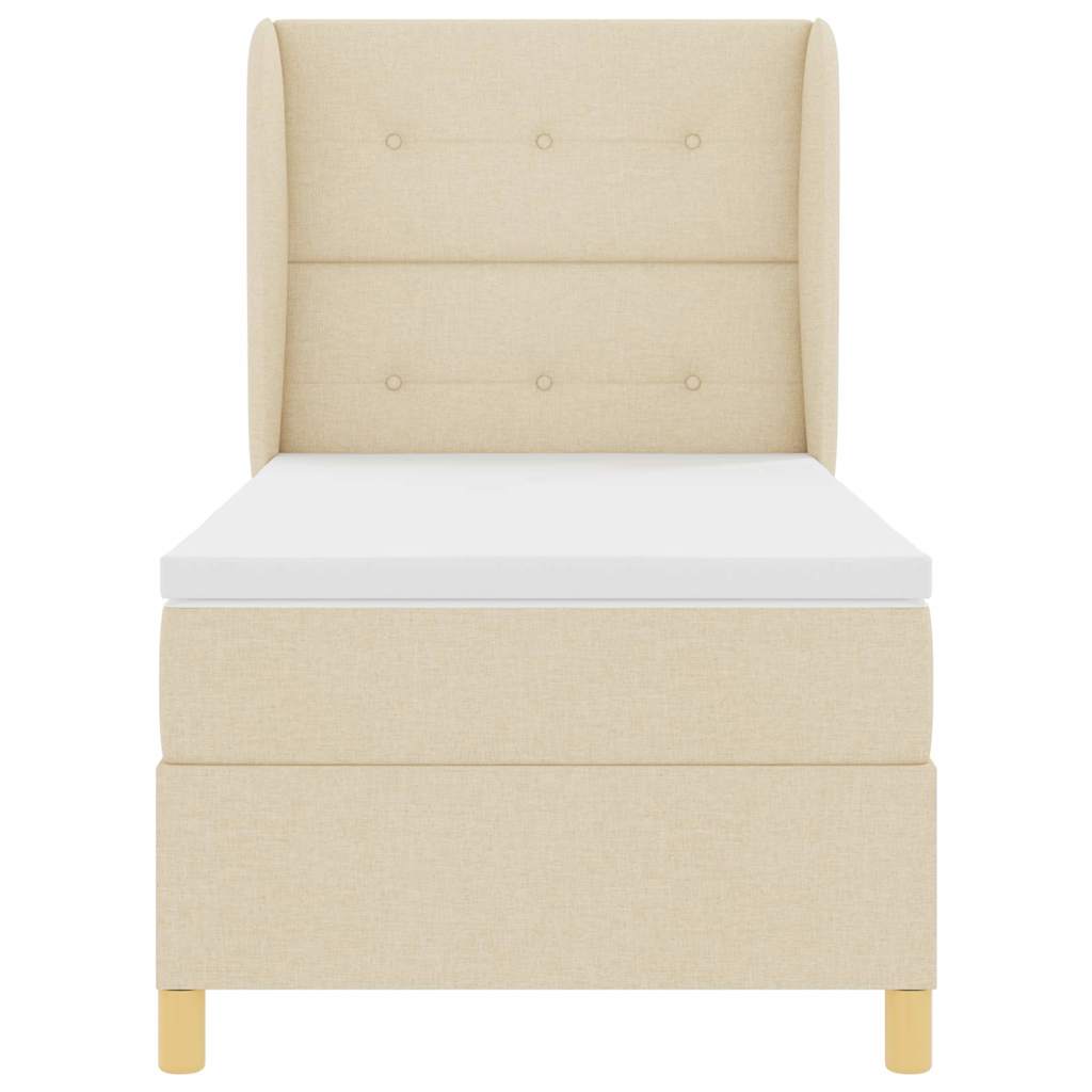 Box spring seng med hovedgærde Creme 200 x 90 cm Stof
