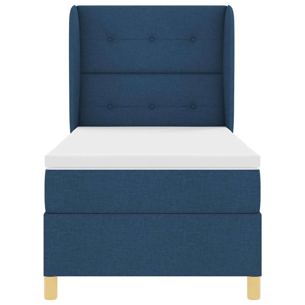 Box spring seng med hovedgærde Blå 200 x 90 cm Stof
