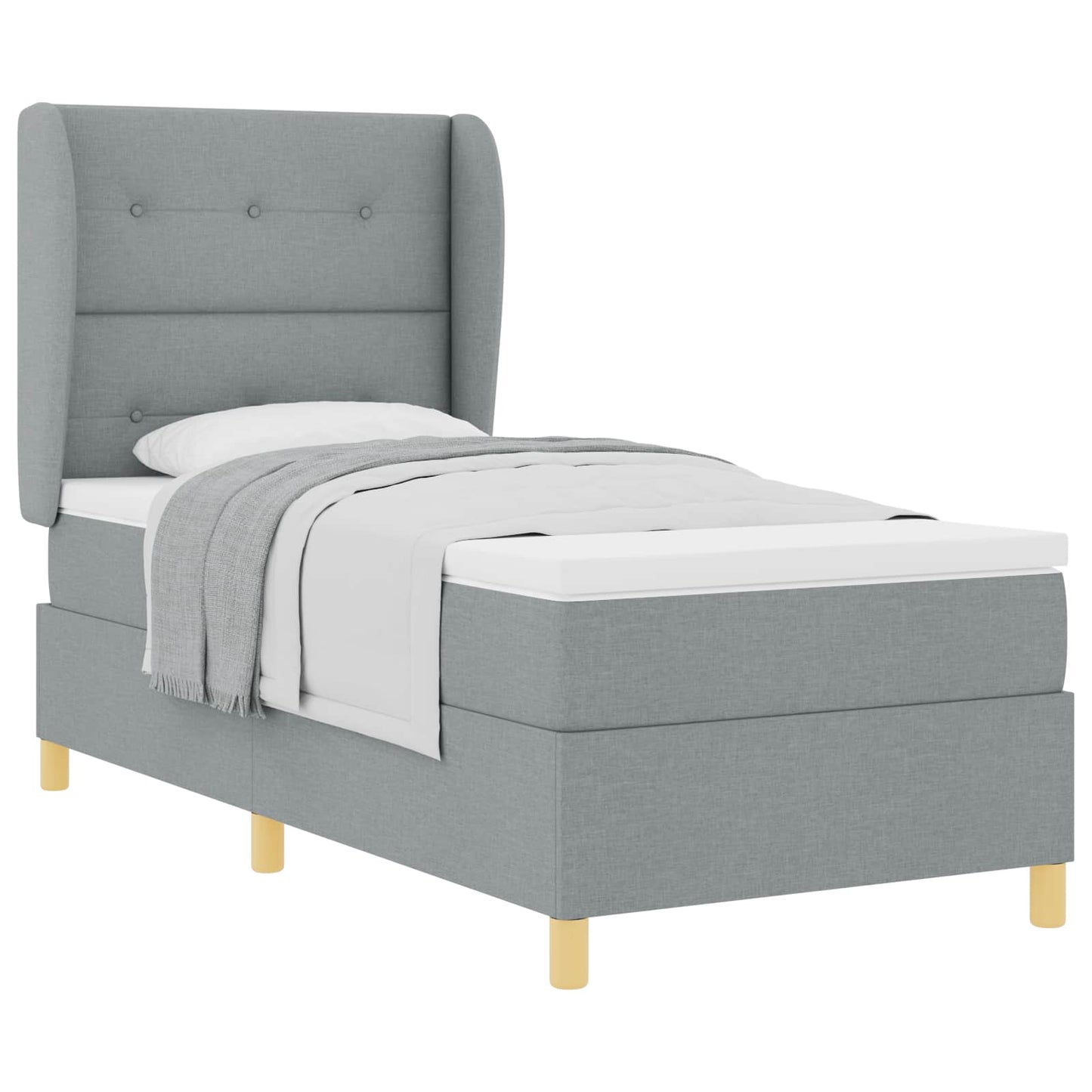 Box spring seng med pude Lysegrå 200 x 100 cm Stof